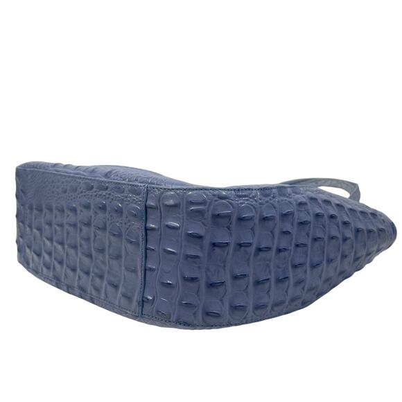 Brahmin Marianna Melbourne Leather Tote Bag Periwinkle Blue Croc Embossed - Picture 5 of 12